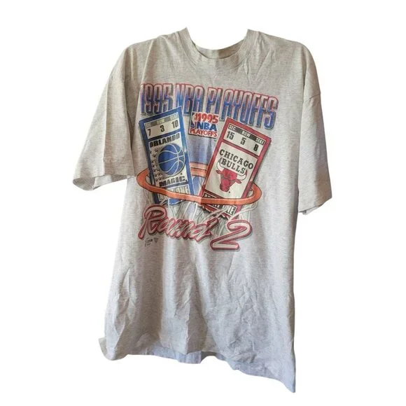 Vintage NBA 1995 playoffs Bulls Magic Round 2 Single Stitch Shirt Salem Men’s XL - Picture 5 of 7